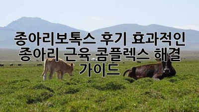 종아리보톡스 후기: 효과적인 종아리 근육 콤플렉스 해결 가이드